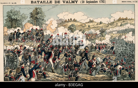 Événements, guerre de la première coalition 1792 - 1797, Bataille de Valmy, 20.9.1792, gravure colorée, Pellerin und Co., Epinal, 19ème siècle, France, historique, peuple, 18ème siècle, Banque D'Images