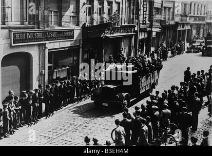 Les troupes allemandes à Arras, 1940. Banque D'Images