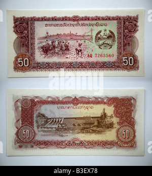 Service de billets de banque de Kip Laos Banque D'Images