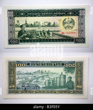 Service de billets de banque de Kip Laos Banque D'Images