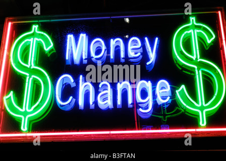 Neon light - changement d'argent chine hongkong Banque D'Images