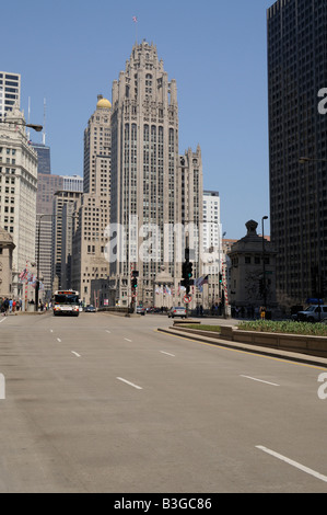 Chicago Tribune Tower. Le Magnificent Mile. Chicago. L'Illinois. USA Banque D'Images