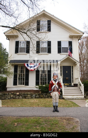 La guerre révolutionnaire jour patriotes Reenactment sur Lexington Green Lexington Massachusetts Banque D'Images