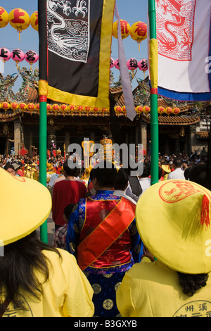 Des foules de pèlerins pieux au Matsu Mazu festival, Zhenlan, Temple Dajia, Taiwan, République de Chine (ROC) Banque D'Images