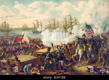 La bataille de La Nouvelle-Orléans pendant la guerre de 1812, opposant la Grande-Bretagne et les États-Unis Banque D'Images