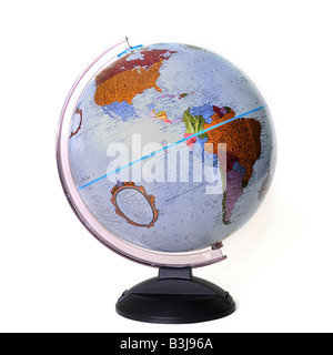 Un globe terrestre sur un stand montrant continents. Banque D'Images