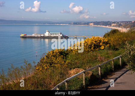 À partir de la jetée de Bournemouth East Cliff, Baie de Poole, Dorset, UK Banque D'Images