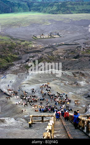 Cratère du volcan d'escalade à proximité du Mont Bromo java indonésie Banque D'Images