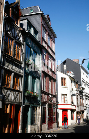 Juillet 2008 - maisons à colombages à Rouen Normandie France Banque D'Images