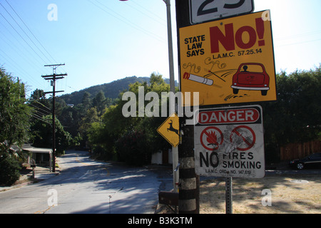 Risque d'incendie en garde dans la Californie du Sud Laurel Canyon Banque D'Images