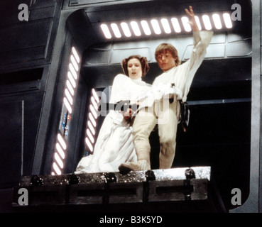 STAR WARS 1977 TCF/Lucas Film avec Mark Hamill et Carrie Fisher Banque D'Images