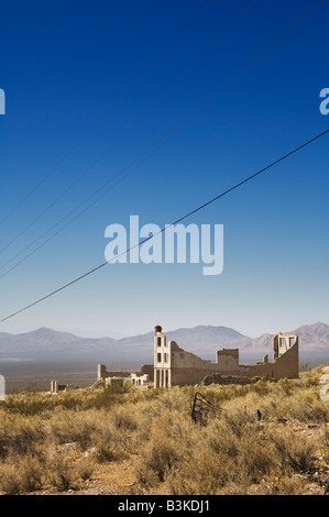 Les ruines dans la rhyolite, Nevada, USA. Banque D'Images