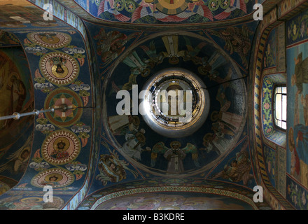 Mosaïques à l'intérieur de l'Église du Sauveur sur le Sang Versé à Saint-Pétersbourg, Russie Banque D'Images