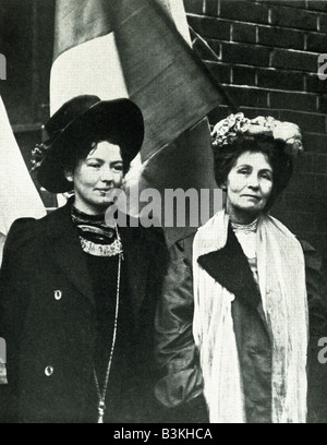EMILY PANKHURST suffragette anglaise à droite avec sa fille Sylvain Banque D'Images