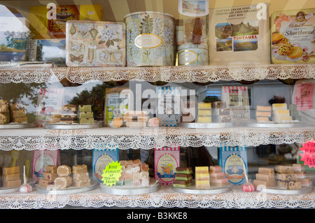 Fondant au chocolat et bonbons dans une vitrine Tintagel Cornwall Grande-bretagne Banque D'Images