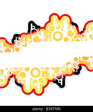 Vector illustration d'un conseil de style rétro avec des cercles funky bordée et frontières colorées Banque D'Images