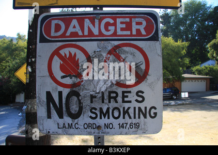 Risque d'incendie en garde dans la Californie du Sud Laurel Canyon Banque D'Images