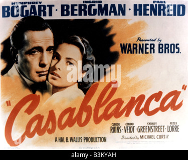 Pour l'affiche de Casablanca 1942 Warner film avec Humphrey Bogart et Ingrid Bergman Banque D'Images