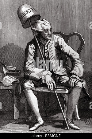 JOHN WILKES Gravure satirique par Hogarth du politicien radical anglais 1725 à 1797 - voir description ci-dessous pour plus de détails Banque D'Images