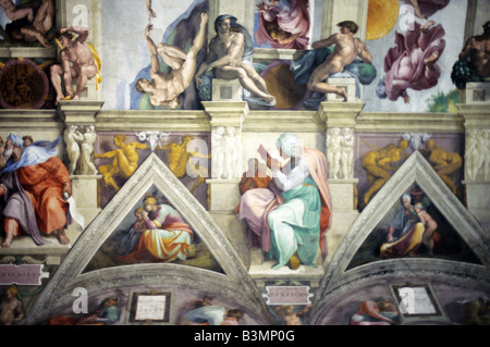 Italie Rome une petite partie du plafond de la chapelle Sixtine au Vatican Banque D'Images