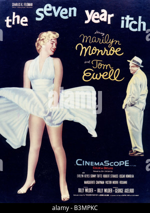 Les SEPT ANS DÉMANGENT Affiche pour 1955 TCF film avec Marilyn Monroe et Tom Ewell Banque D'Images