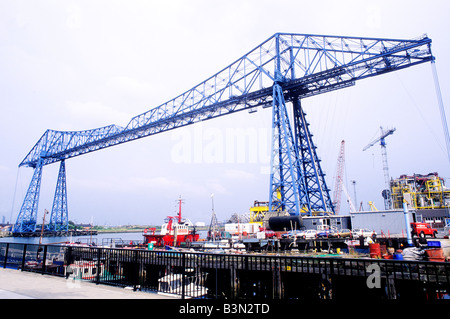 Middlesborough Transporter Bridge Teeside fleuve Tees Yorkshire North East England UK engineering transport voyages Banque D'Images