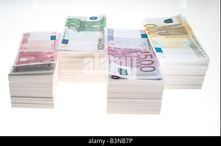 Pile de billets en euros Banque D'Images