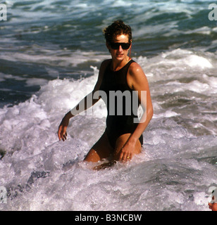 La princesse Diana en vacances en juillet 1995 de l'île de Nevis Banque D'Images