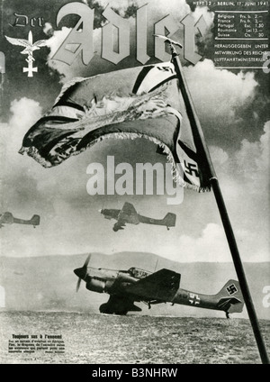 DER ADLER Magazine de la Luftwaffe allemande nazie. Ce numéro daté de juin 1941 dispose d'Ju 87 Stuka bombardier en piqué sur le couvercle Banque D'Images