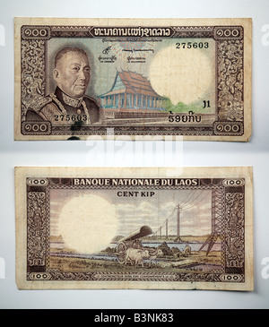 Service de billets de banque de Kip Laos Banque D'Images