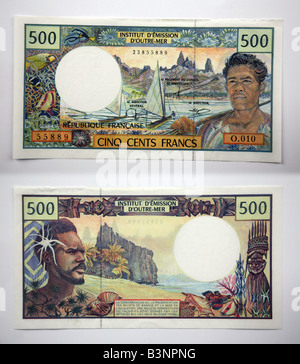 Tahiti Pacifique 500 Francs français Franc Banque D'Images