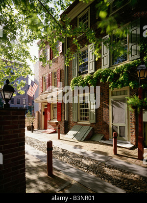 ELFRETH'S ALLEY, PLUS ANCIEN RUE RÉSIDENTIELLE DANS USA (1713), Philadelphia, Pennsylvania, USA Banque D'Images