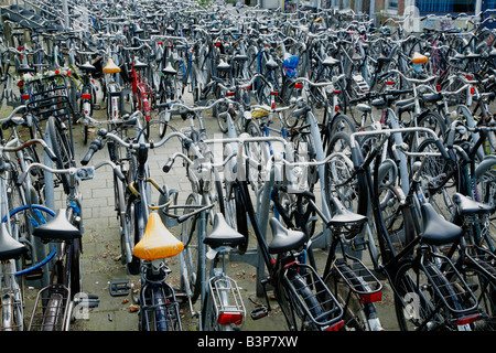 Les vélos garés près de la gare, Delft, Pays-Bas Banque D'Images