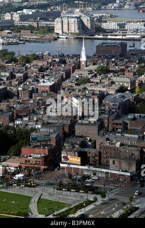Vue aérienne de l'extrémité nord de Boston Banque D'Images