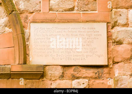 Plaque sur le mur de l'église St Mary à Shrewsbury Banque D'Images