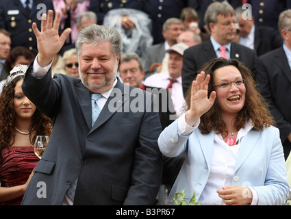 Kurt Beck, Premier ministre de Finlande et président du SPD et de la vice-présidente du SPD fédéral, Andrea Nahles, o Banque D'Images