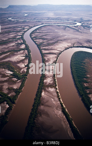 Vue aérienne de chenaux de marée, de l'Australie Banque D'Images