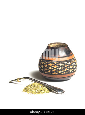 Gourd avec bombilla et yerba mate Banque D'Images