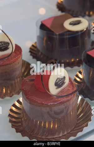 Grand choix et gamme de chocolats belges de luxe exposés à la vente à la populaire boutique Pierre Marcolini à Bruxelles Belgique Banque D'Images