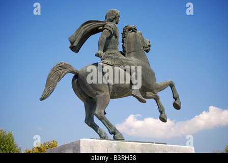 Alexander la grande statue sur front de mer, parc YMCA, Thessalonique, Chalcidique, Macédoine Centrale, Grèce Banque D'Images