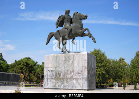 Alexander la grande statue sur front de mer, parc YMCA, Thessalonique, Chalcidique, Macédoine Centrale, Grèce Banque D'Images