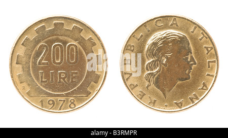 Pièce de 200 lires italiennes (1978) Banque D'Images