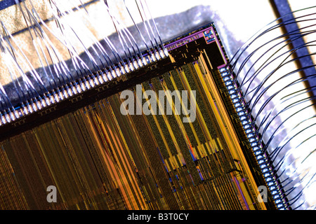 Close up d'un microprocesseur Intel Pentium, puce de silicium Banque D'Images