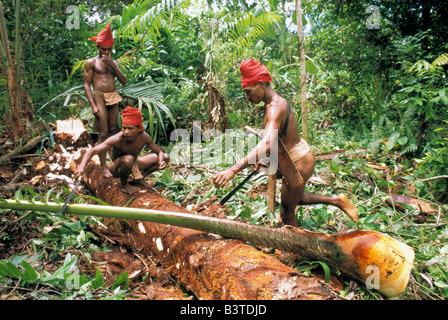 L'Océanie, l'Indonésie, l'île de Ceram, Maluku. Les gens Naulu. Banque D'Images