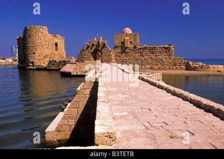 L'Asie, Liban. Ancien port utilisé par les croisés. Banque D'Images