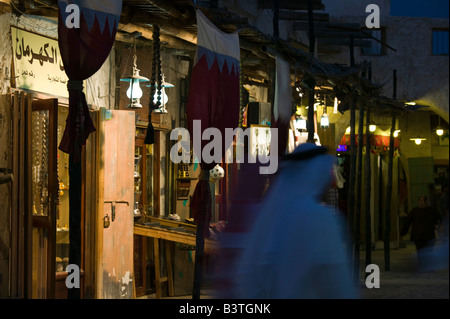 Qatar, Doha, Ad Dawhah. Souk Waqif- bâtiments traditionnel restauré de l'ancien marché / Souk Banque D'Images