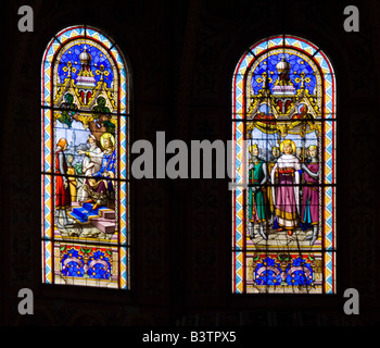 Martinique, Antilles françaises, Antilles, Fort-de-France. Les vitraux de la cathédrale St Louis Banque D'Images