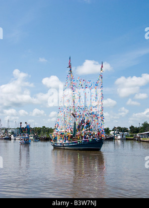 Voile décoré pour la bénédiction de la flotte au cours du Festival de la crevette Delcambre LA Aug 17 2008 Banque D'Images