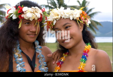 Danseurs sur l'île de Kioa, Fidji. Banque D'Images