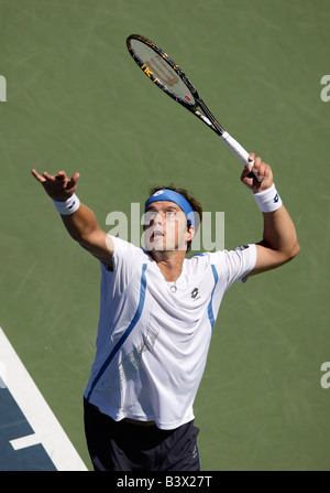 Tennis pro Gilles Muller (Lux) à l'US Open 2008 à la Billie Jean National Tennis Center à New York, USA. Banque D'Images